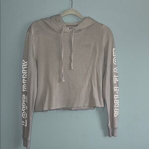 PINK Victoria's Secret Gray Cropped Hoodie with Long Sleeves
